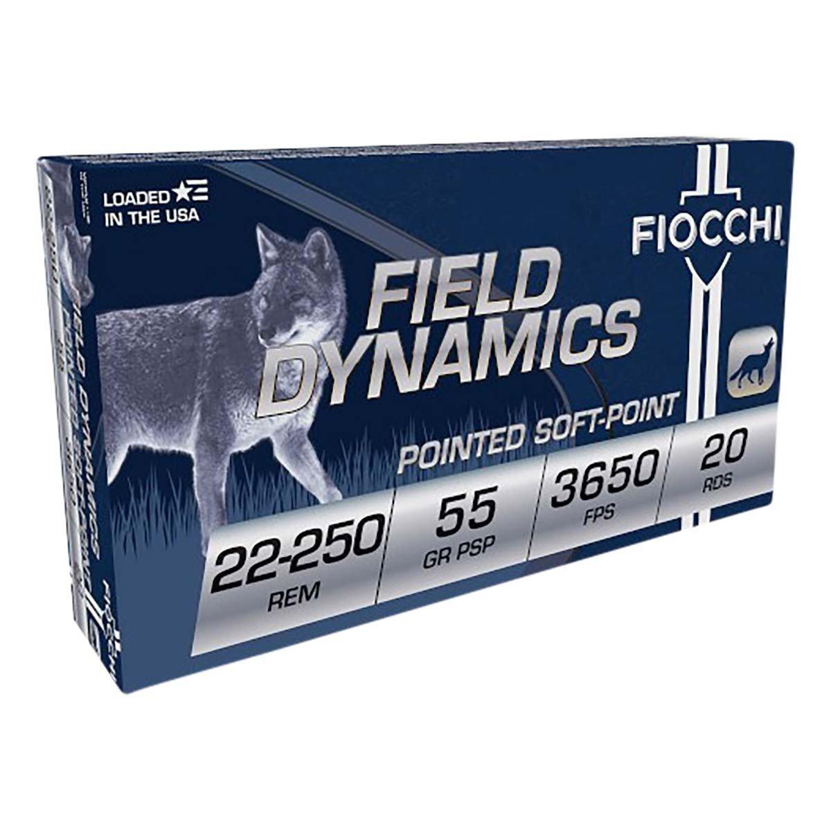 Fiocchi Field Dynamics 22-250 Remington Rifle Ammunition 20 Round Box