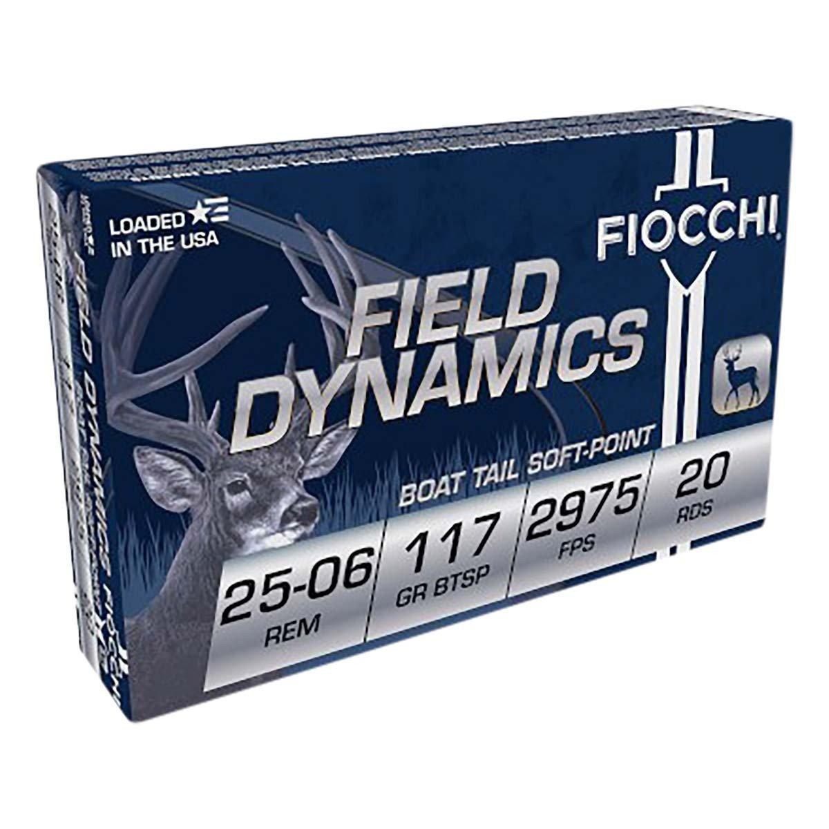 Fiocchi Field Dynamics Pointed Soft-Point 25-06 Remington Rifle Ammunition 20 Round Box