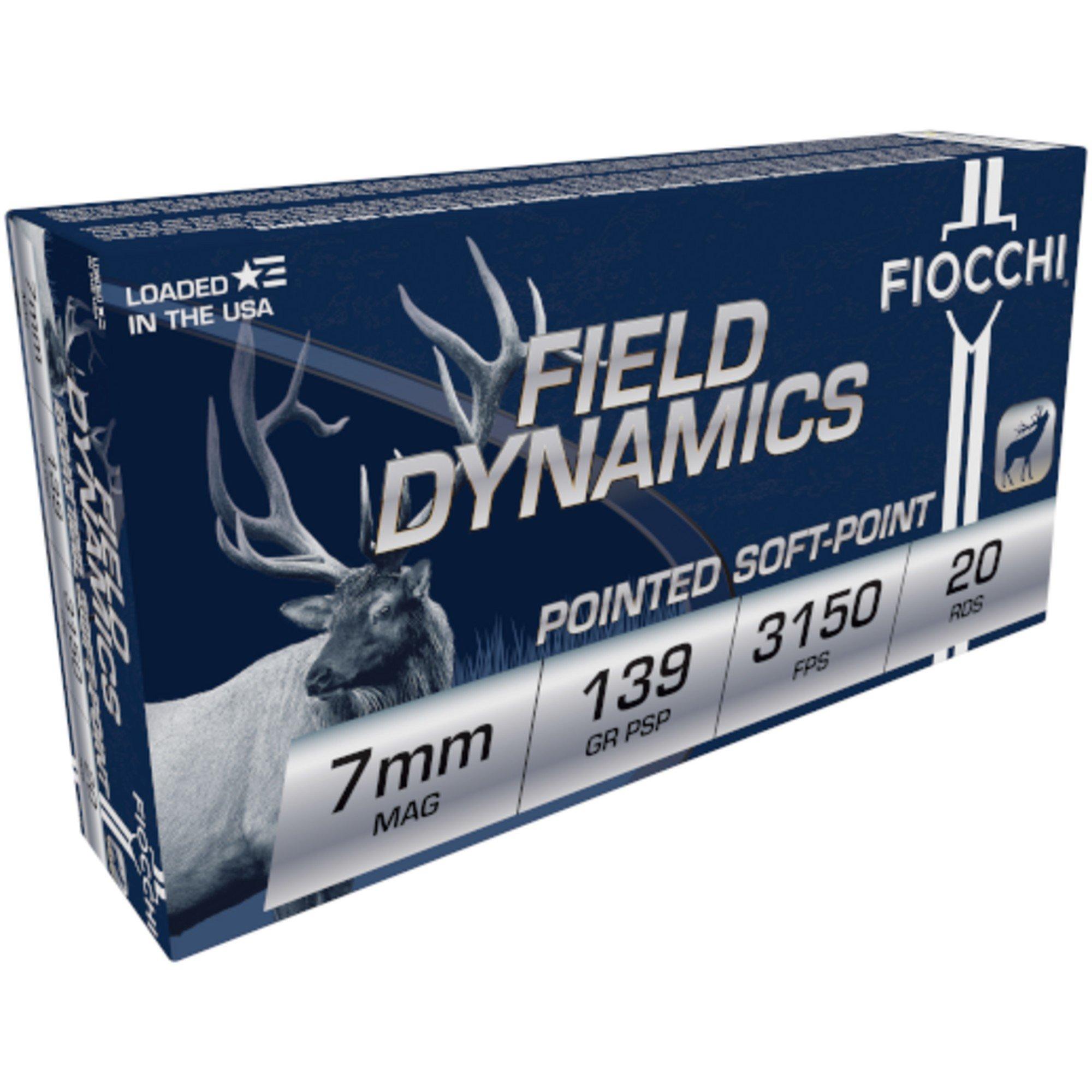 Fiocchi Field Dynamics 7mm Remington Magnum Rifle Ammunition 20 Round Box
