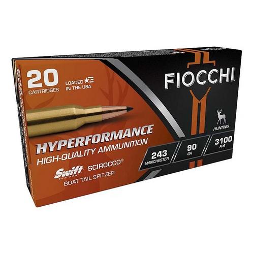 Fiocchi Hyperformance Swift Scirocco 243 Winchester Rifle Ammunition 20 Round Box - Primary Image