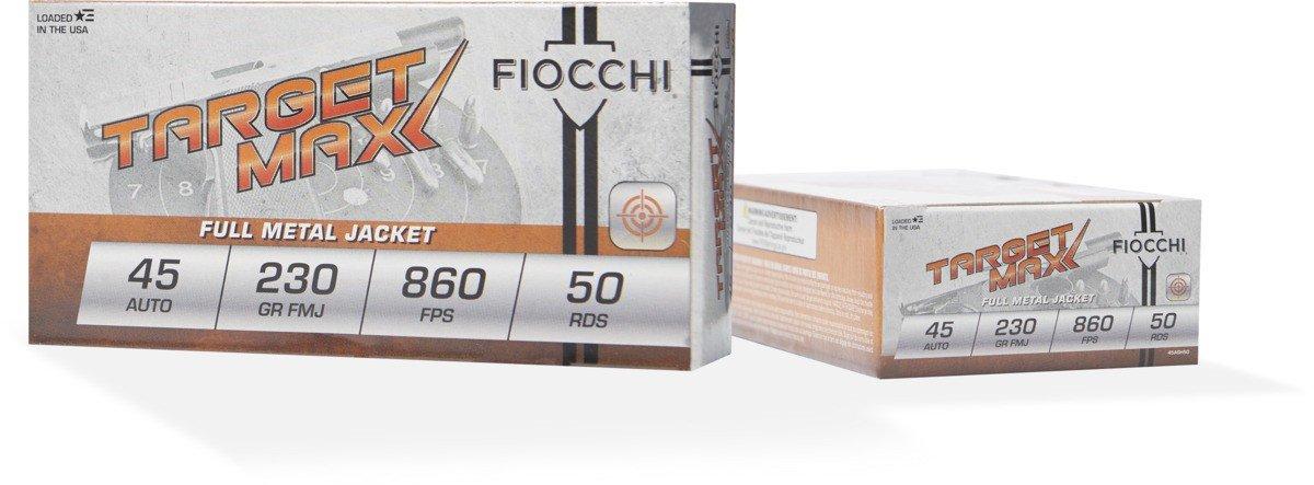 Fiocchi Target Max SCHEELS Exclusive FMJ 45 ACP Handgun Ammunition 50 Round Box - Fiocchi