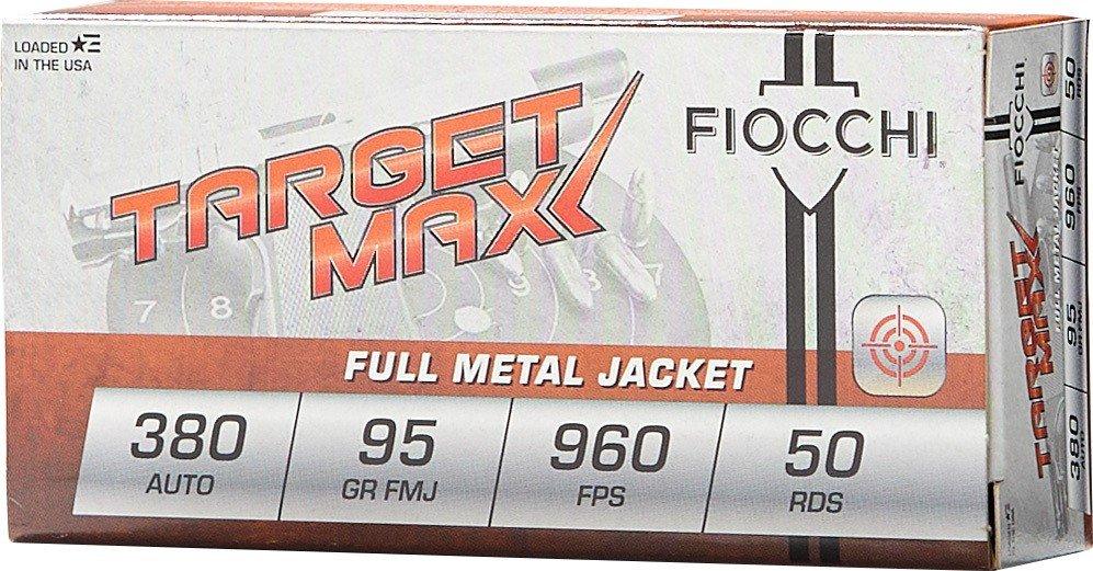 Fiocchi Target Max SCHEELS Exclusive FMJ 380 ACP Handgun Ammunition 50 Round Box - Fiocchi