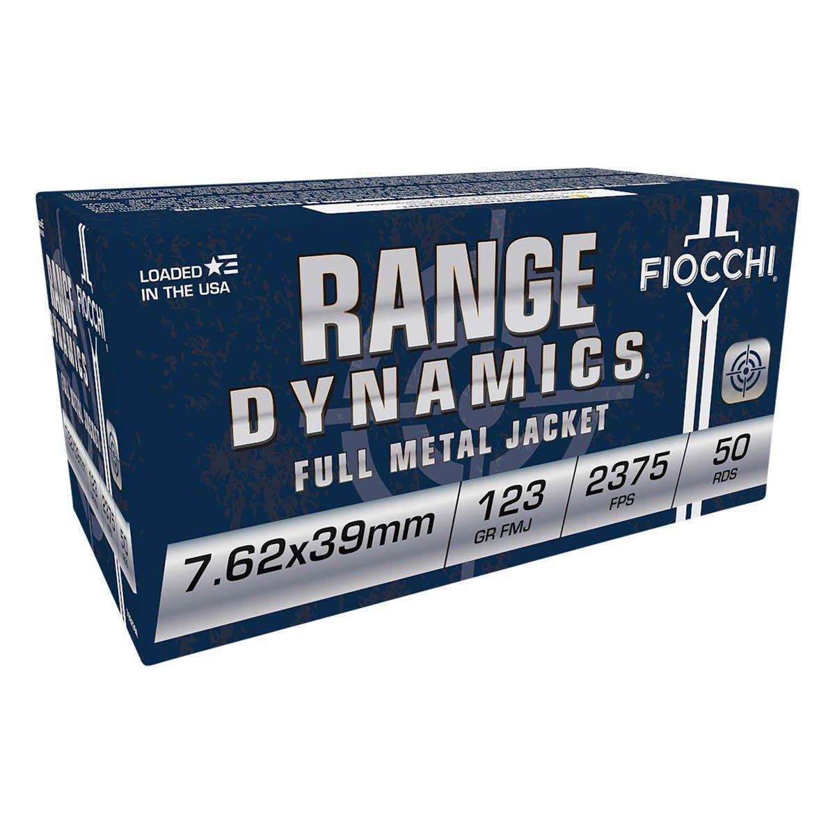 Fiocchi Range Dynamics FMJBT 7.62x39mm Rifle Ammunition 50 Round Box