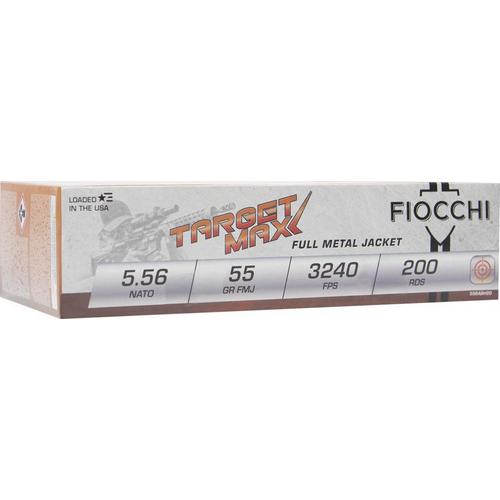 Fiocchi Target Max FMJ SCHEELS Exclusive 5.56x45mm NATO Rifle Ammunition 200 Round Box