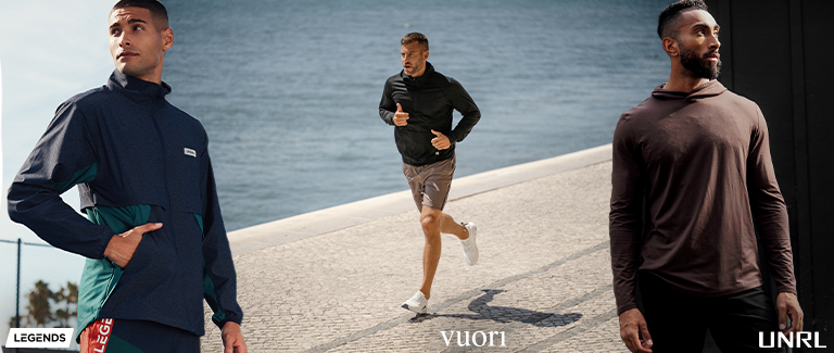 Lifestyle images of men athleisure brands