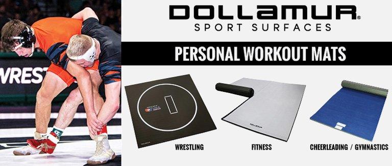 Dollamur Logo showing the different mats and wrestlers using them