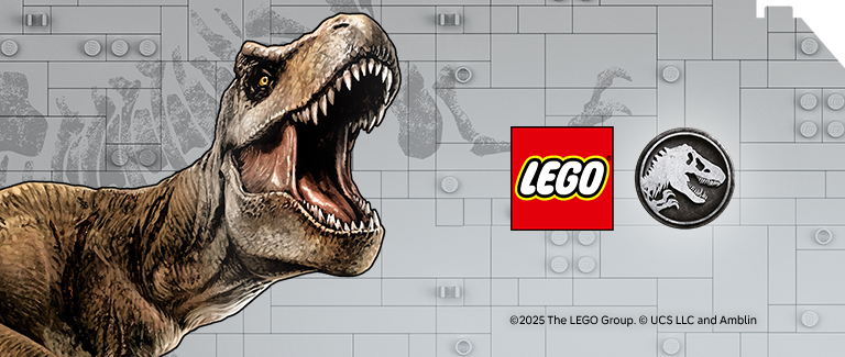 Lego and Jurassic World logo and Dinosaur