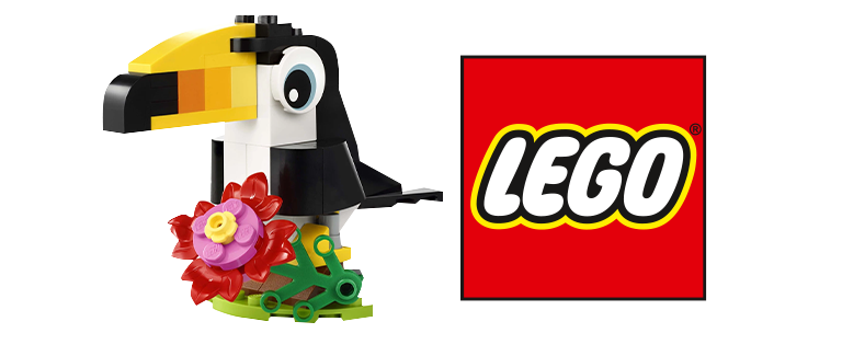 Lego® Logo and Toucan Minifigure
