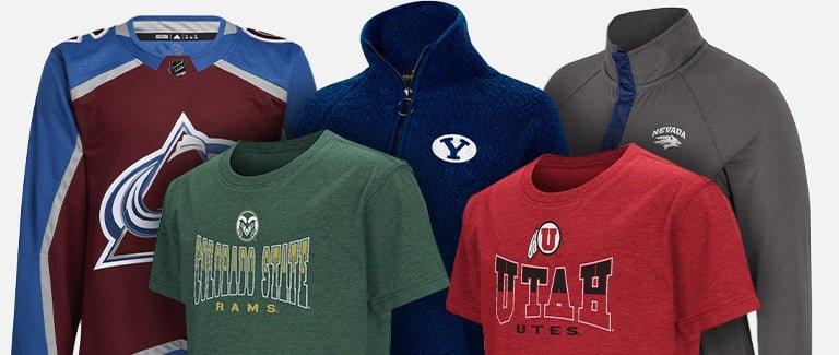 Variety of fan gear jerseys and shirts