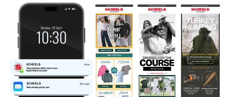 Sign up for text and email to stay up to date on everything scheels