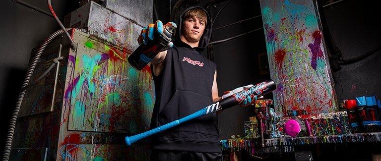 Marucci Lifestyle Image of Baseball Player with rckless Bat