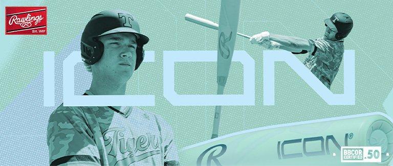Rawlings ICON Logo. Image of baseball player and bat