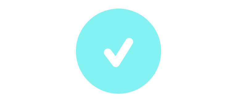 Teal check mark.