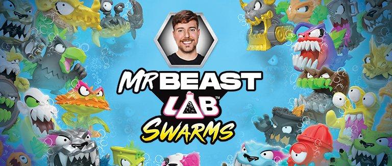 Mr Beast Lab Swarms Logo and Toys