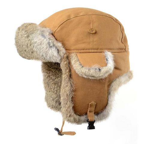 Men's Crown Cap Cotton Canvas Aviator With Rabbit Trim Bomber - Primary Image