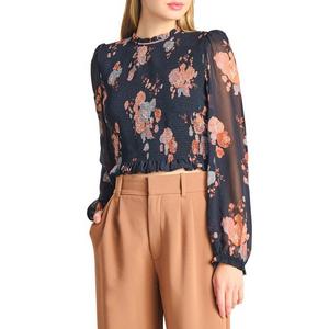 Women's Dex Clothing Smocked Bodice Long Sleeve Blouse