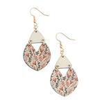 Jolie Wooden Floral Print Triangle Earrings - Thumbnail 1 of 2