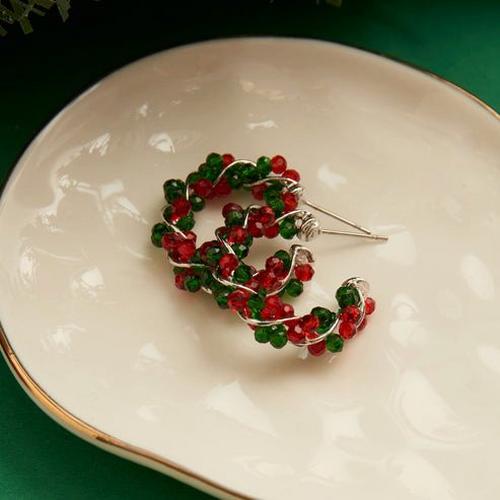 Howards Holiday Wrapped Beaded Hoop Earrings - Primary Image