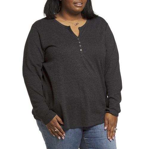 Women's North River Plus Size Waffle Long Sleeve V-Neck Henley - Primary Image