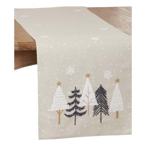 Saro Trading Co. Embroidered Christmas Tree Runner - Primary Image
