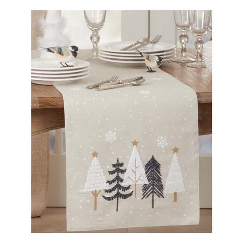 Saro Trading Co. Embroidered Christmas Tree Runner - Primary Image