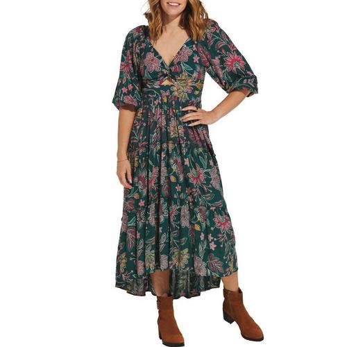 Women's Angie Twist Front High Low Midi Dress Small Dark Teal