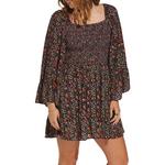 Women's Angie Smocked Bodice Bell Sleeve Long Sleeve Square Neck Dress - Thumbnail 2 of 3