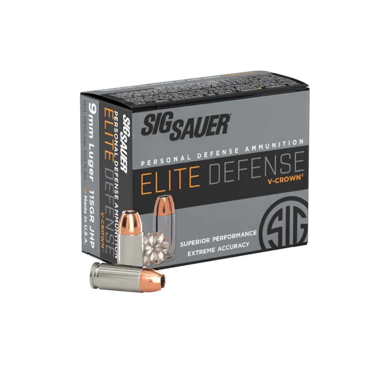 SIG SAUER Elite Performance V-Crown 9mm Handgun Ammunition 20 Round Box