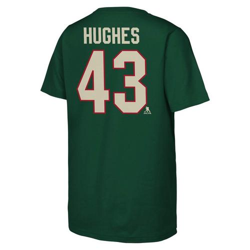 Genuine Stuff Kids' Minnesota Wild Quinn Hughes #43 FLAT Name & Number T-Shirt - Primary Image