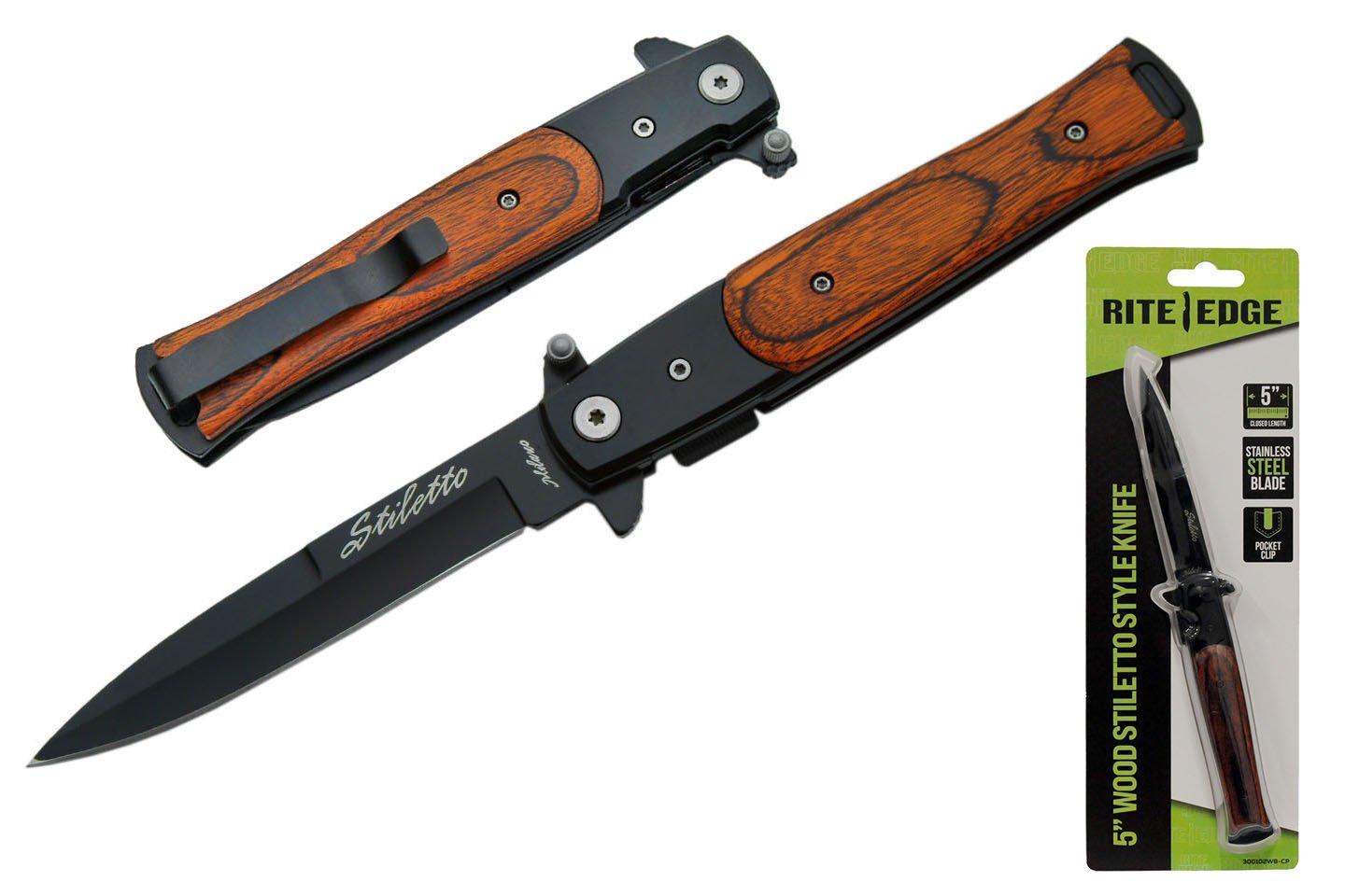 Rite Edge Wood Stilleto Folding Knife - Rite Edge