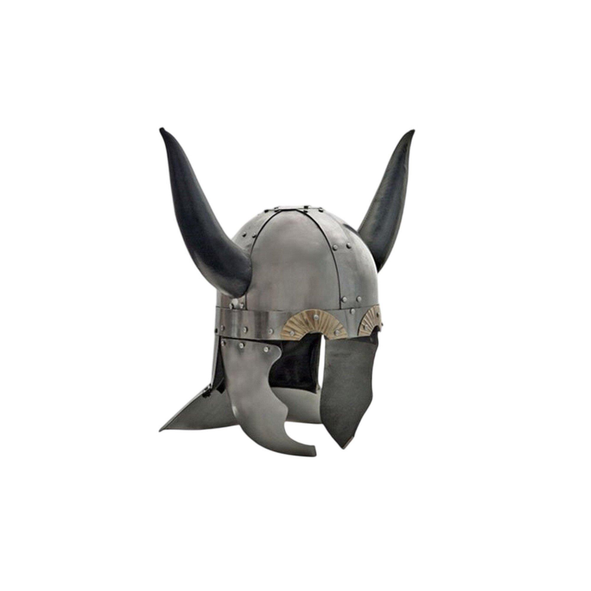 SZCO Viking Helmet with Leather Wrapped Horns Sword - SZCO Supplies
