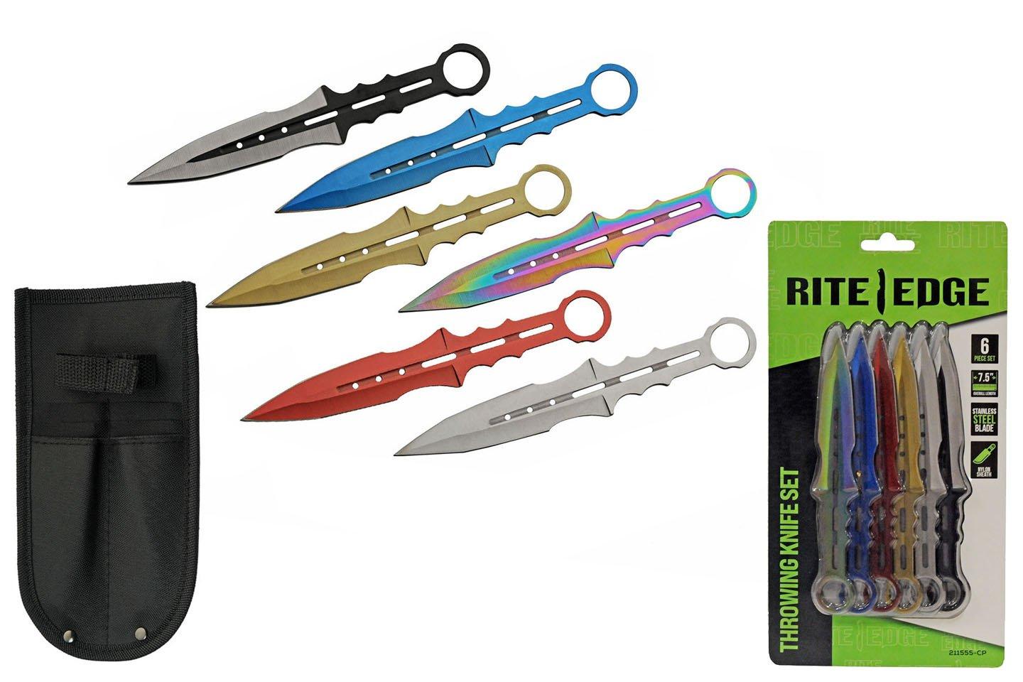 Rite Edge Multicolor D/E Throwing Knife 6 Piece Set - Rite Edge