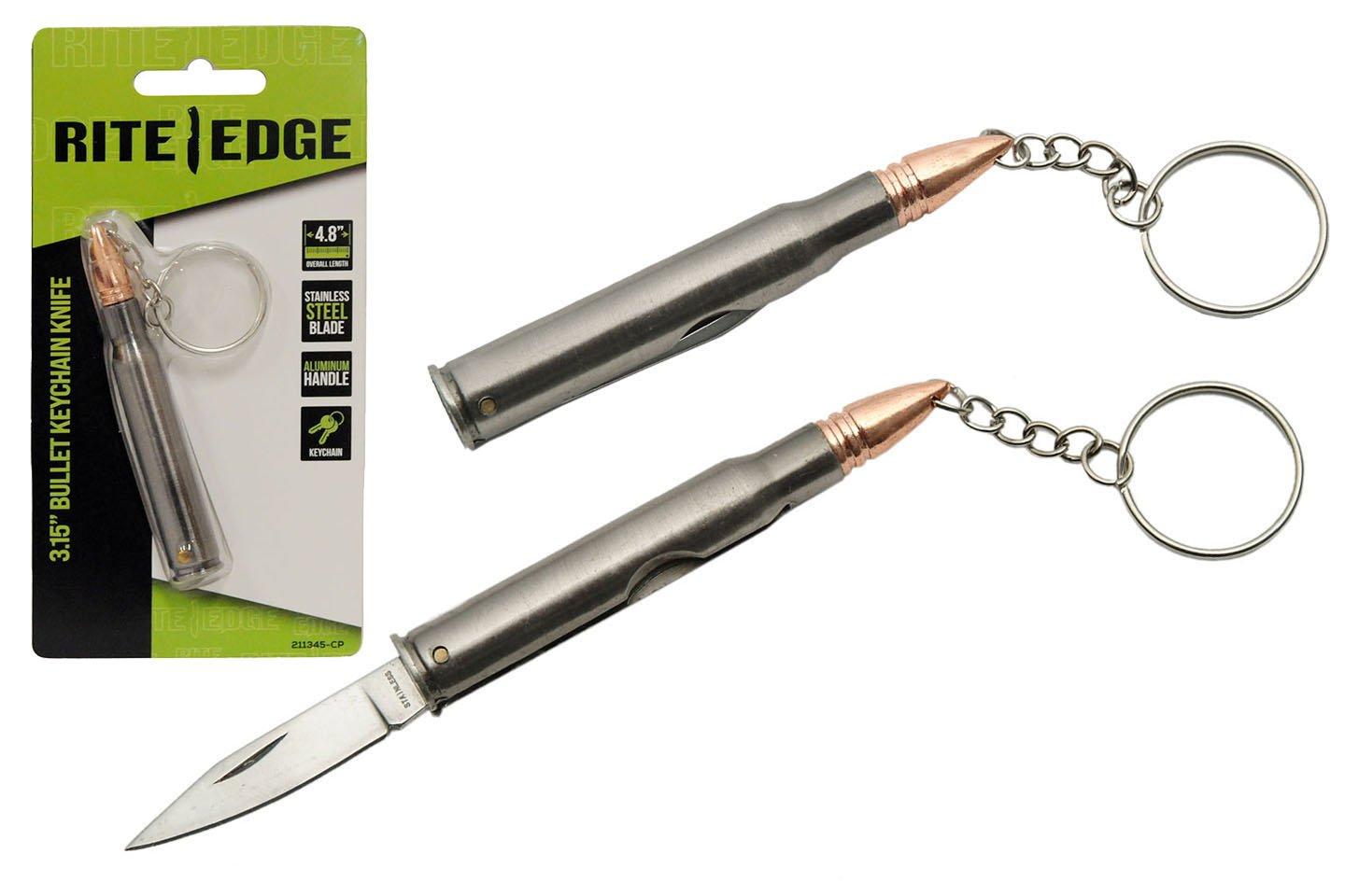 Rite Edge Bullet Keychain Folding Pocket Knife - Rite Edge