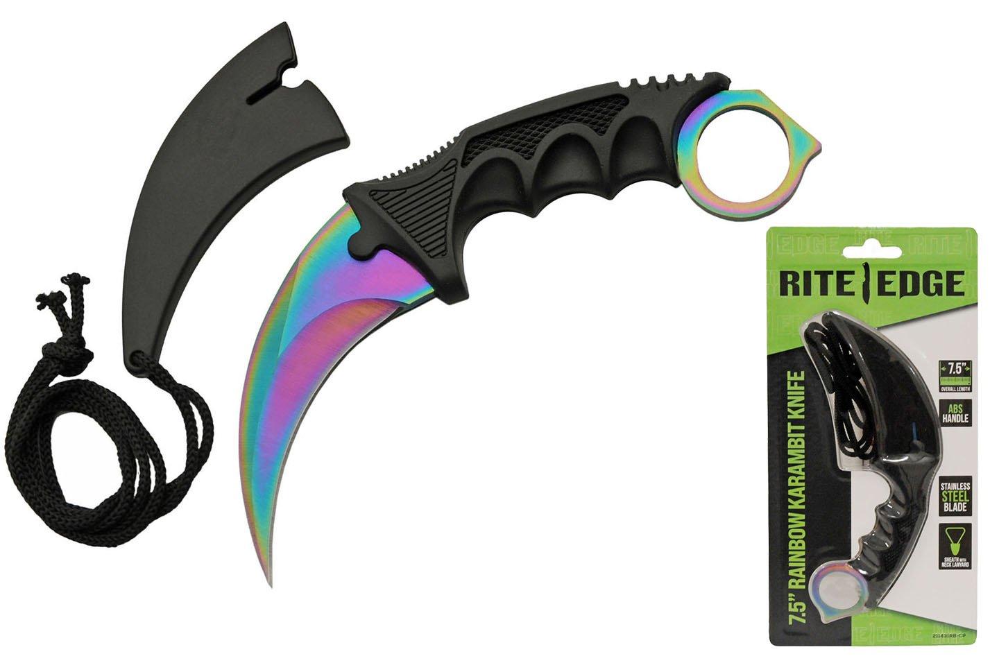 Rite Edge Rainbow Karambit Fixed Blade Knife - Rite Edge