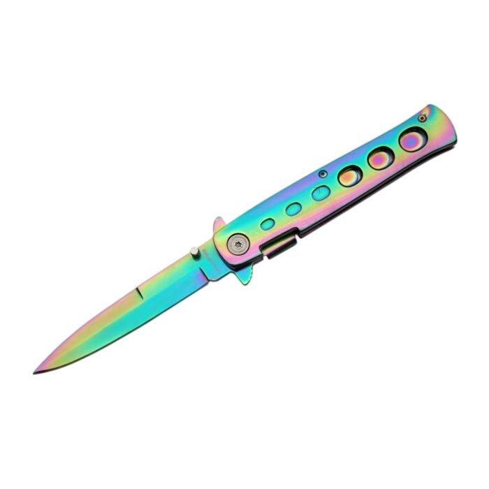 Rite Edge Titanium Rainbow Stilleto Folding Knife - Rite Edge