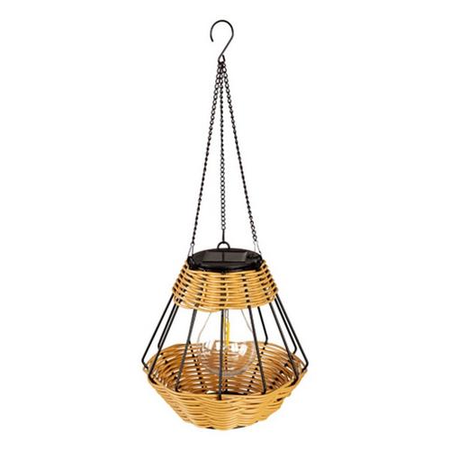 Evergreen Enterprise Metal & Rattan Hanging Solar Lantern (Style May Vary) - Primary Image