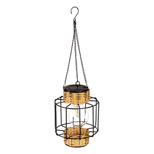 Evergreen Enterprise Metal & Rattan Hanging Solar Lantern (Style May Vary) - Primary Image