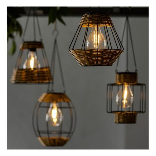 Evergreen Enterprise Metal & Rattan Hanging Solar Lantern (Style May Vary) - Primary Image