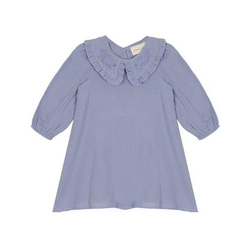 Girls' Mabel + Honey Bella Blue Long Sleeve Midi Babydoll Dress - Primary Image