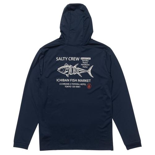 Men's Salty Crew Fish Market Long Sleeve Hooded T-Shirt - Primary Image