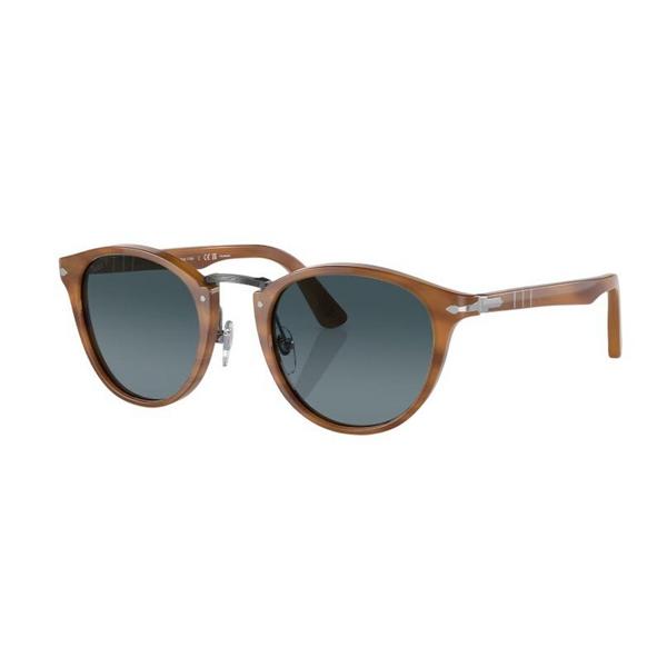 Men's Persol PO3108S Polarized Sunglasses Striped Brown/Blue Polarized