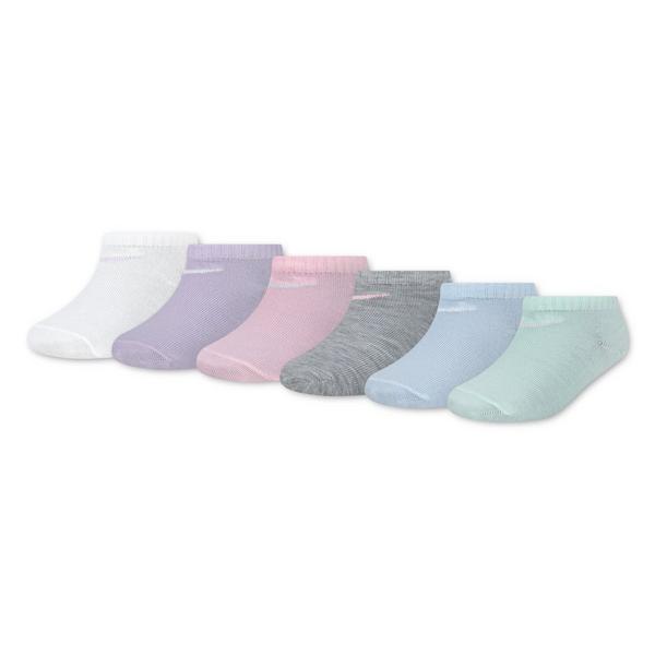 Girls' Nike Metallic Swoosh No Show Socks Youth 2XSmall Doll 6 Pack