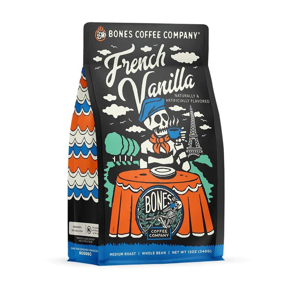 Bones Coffee Co. French Vanilla Whole Bean 12 oz Coffee - Bones Coffee Co.