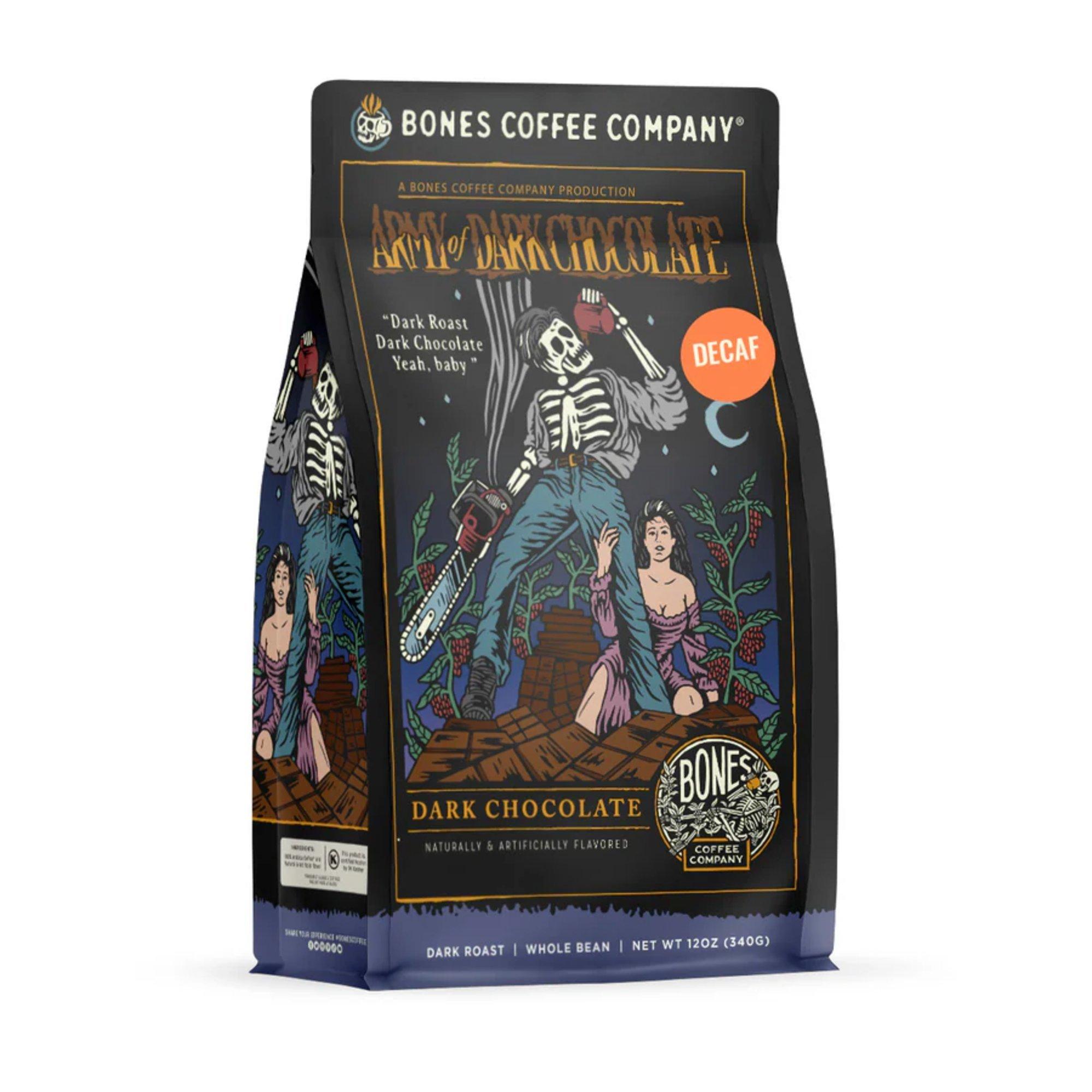 Bones Coffee Co. Decaf Army of Dark Chocolate Ground 12 oz. Coffee - Bones Coffee Co.