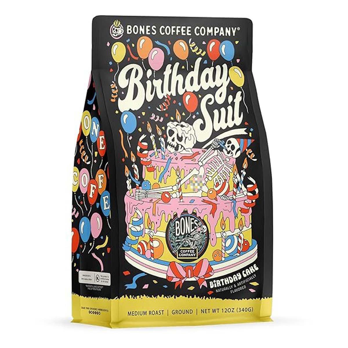 Bones Coffee Co. Birthday Suit Ground Whole Bean Birthday Cake Flavor Coffee - Bones Coffee Co.