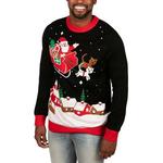 Men's Tipsy Elves Meowy Sleigh Light Up Ugly Christmas Pullover Sweater - Thumbnail 1 of 3