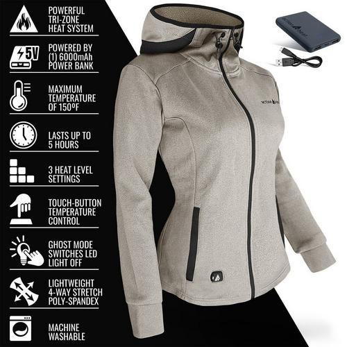 Women's ActionHeat Battery Heated Slim Fit Hoodie Full Zip - Primary Image