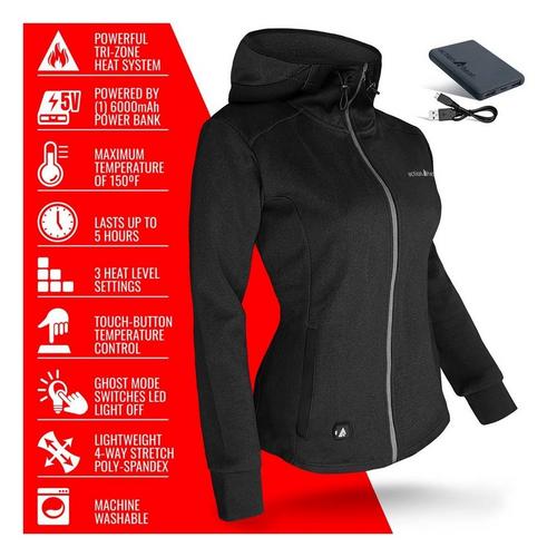 Women's ActionHeat Battery Heated Slim Fit Hoodie Full Zip - Primary Image