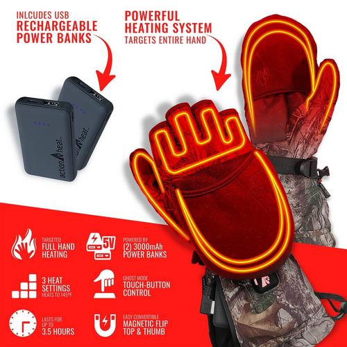 Men's ActionHeat 5V Battery Heated Flip Mittens - Primary Image