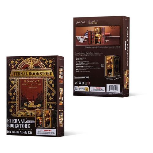 Hands Craft DIY Miniature Book Nook Eternal Bookstore with Dust Cover